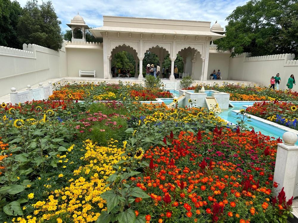 Colourful flowers in the Indian Char Bagh Garden at Hamilton Gardens